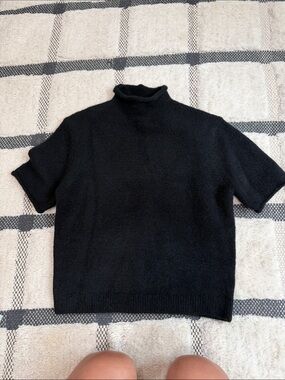 Zara Black Short-Sleeve Mock Neck Sweater